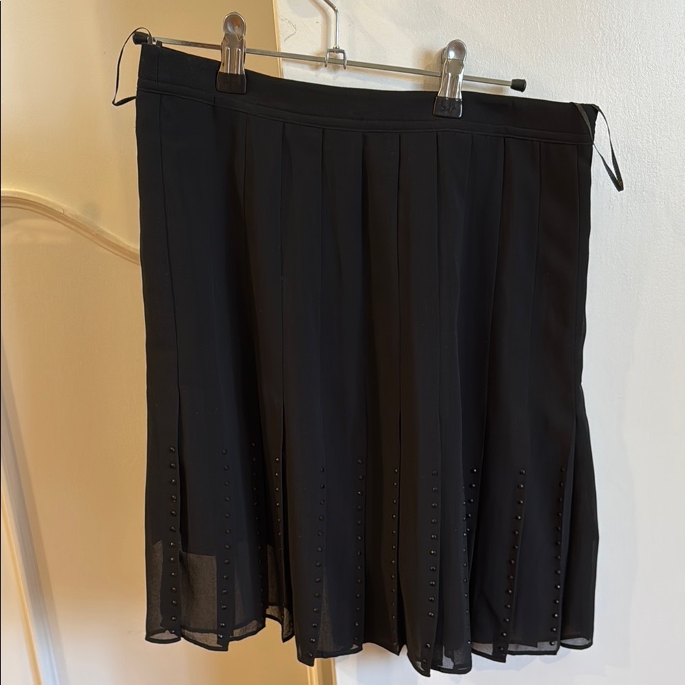 Sandro Black A-Line Pleated Skirt